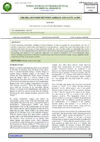 The Relationship Between Ghrelin and Fatty Acids
