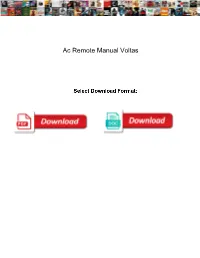 Ac Remote Manual Voltas