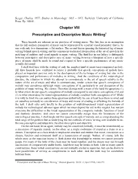 Chapter VIII Prescriptive and Descriptive Music Writing1