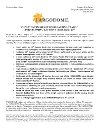 For Immediate Release Contact: Kris Packer Krispacker@Fargodome.Com 701.298.2631
