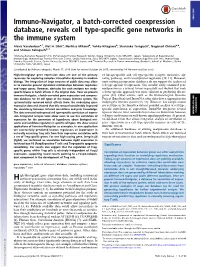 Immuno-Navigator, a Batch-Corrected Coexpression Database, Reveals Cell