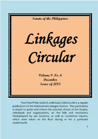 LINKAGES CIRCULAR Vol. 9 No. 6, Series of 2013”