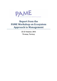 Report from the PAME Workshop on Ecosystem Approach to Management