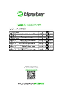 Tagesprogramm, Kurze Tabellen