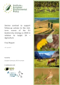 Term Review of the EU Biodiversity Strategy to 2020 in Relation to Target 3A – Agriculture