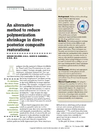 An Alternative Method to Reduce Polymerization Shrinkage in Direct