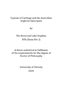 Cyprian of Carthage and the Australian Anglican Episcopate By