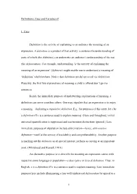 Definitions, Uses and Varieties Of