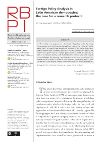 Foreign Policy Analysis in Latin American Democracies: the Case for a Research Protocol