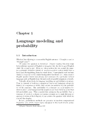 Language Modeling and Probability