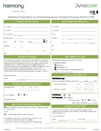 Manitoba Requisition for Funded Harmony Testing Following Positive MSS