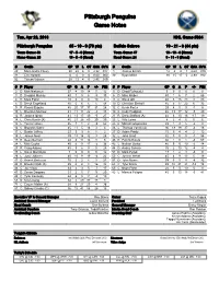 Pittsburgh Penguins Game Notes