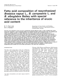 Reference to the Inheritance of Erucic Acid Content