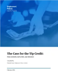 The Case for the Tip Credit