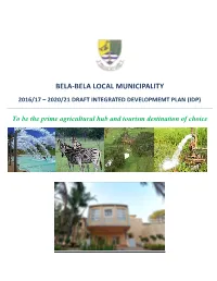 2016/17 – 2020/21 Draft Integrated Developmemt Plan (Idp)