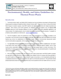 EHS Guidelines for Themal Power Plants