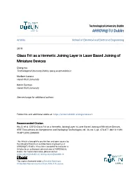 Glass Frit As a Hermetic Joining Layer in Laser Based Joining of Miniature Devices