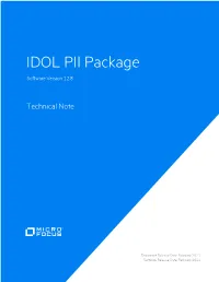 Micro Focus IDOL PII Package 12.8 Technical Note Add Your Feedback to the Email and Click Send