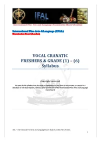 VOCAL CRANATIC FRESHERS & GRADE (1) – (6) Syllabus