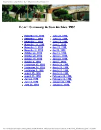 1998 Board Summary Action Archive