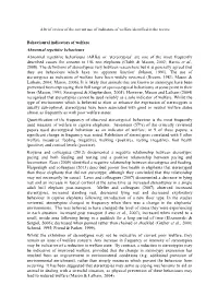 Behavioural Indicators of Welfare Abnormal Repetitive Behaviours Abnormal Repetitive Behaviours (Arbs) Or 'Stereotypies'