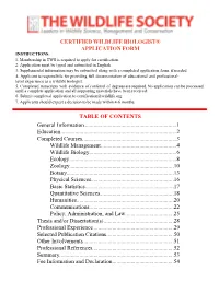 Certified Wildlife Biologist® Application Form Table Of
