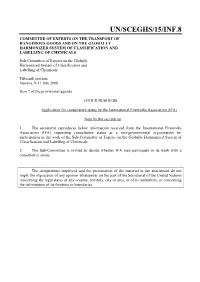 Un/Sceghs/15/Inf.8 Committee of Experts on the Transport of Dangerous Goods and on the Globally Harmonized System of Classification and Labelling of Chemicals