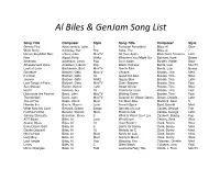 Al Biles & Genjam Song List