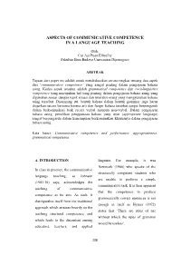 Aspects of Communicative Competence in a Language Teaching