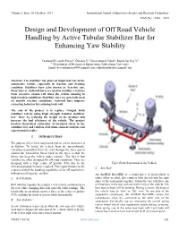 Design and Development of Off Road Vehicle Handling by Active Tubular Stabilizer Bar for Enhancing Yaw Stability