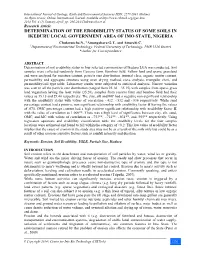 DETERMINATION of the ERODIBILITY STATUS of SOME SOILS in IKEDURU LOCAL GOVERNMENT AREA of IMO STATE, NIGERIA Chukwuocha N., *Amangabara G.T., and Amaechi C