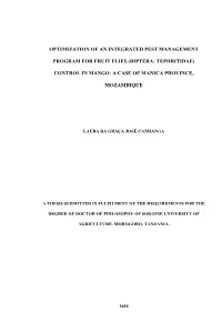 (Diptera: Tephritidae) Control in Mango
