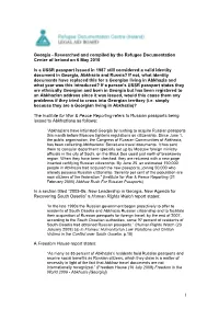Georgia - Researched and Compiled by the Refugee Documentation Centre of Ireland on 6 May 2010