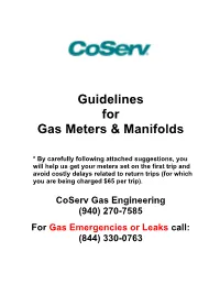 Guidelines for Gas Meters & Manifolds