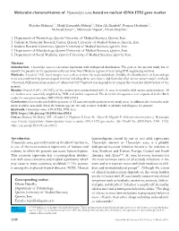 Molecular Characterization of Hymenolepis Nana Based on Nuclear Rdna ITS2 Gene Marker