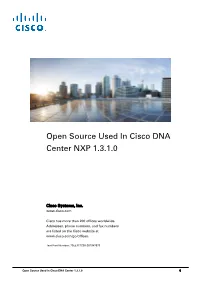 Open Source Used in Cisco DNA Center Release 1.3.X