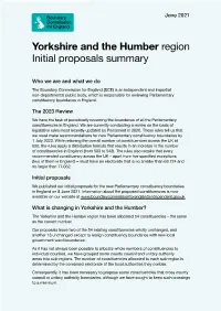 Yorkshire and the Humber Region Initial Proposals Summary