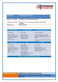 FORENSIC SCIENCE PAPER No.8: Questioned Document MODULE No
