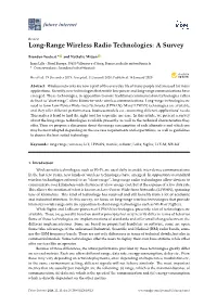 Long-Range Wireless Radio Technologies: a Survey