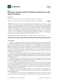 Planetary Systems and the Hidden Symmetries of the Kepler Problem