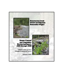 Stream Channel and Vegetation Monitoring Reportreport,,,, 2005 Through 2008