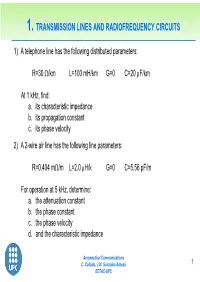 1. Transmission Lines and Radiofrequency Circuits