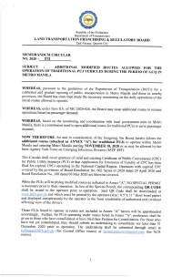 Additional Modified Routes Allowed for the Operation of Traditional