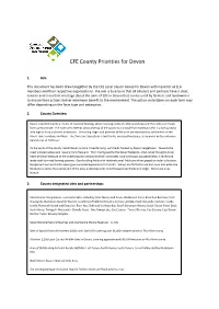CFE County Priorities for Devon