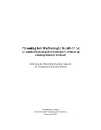 Planning for Hydrologic Resilience: an Environmental Policy Framework Evaluating Existing Dams in Vermont