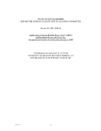 Prefiled Testimony of Michael R Cutter