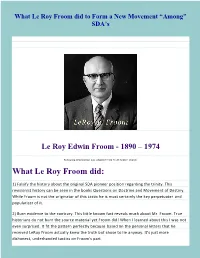 What Le Roy Froom Did