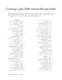 2006 Annual Recipe Index