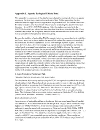 Appendix J. Aquatic Ecological Effects Data