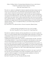 Effects of Different Cultivar, Flowering Dateand Manufacture Process on the Chemical Composition and Mineral Element Content Of